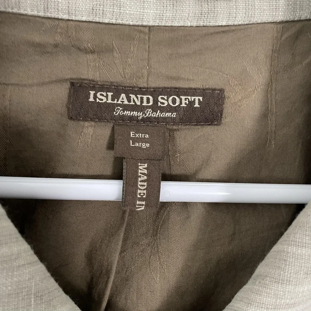 Tommy Bahama Island Soft Jacket Mens XL Beige Cotton Linen Overcoat Button Front